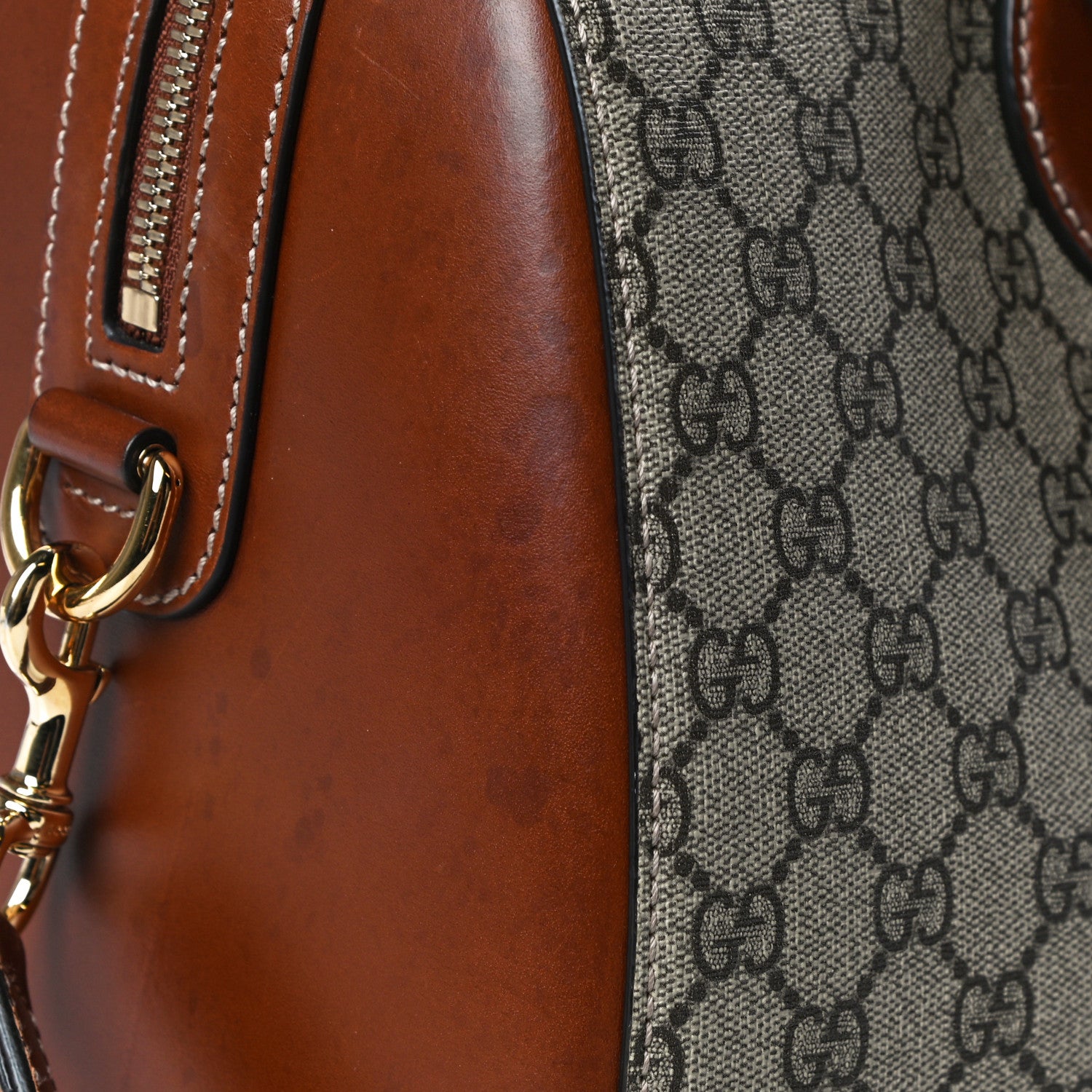 Gucci GG Supreme Monogram Medium Boston Beige Cuir 22 of 26
