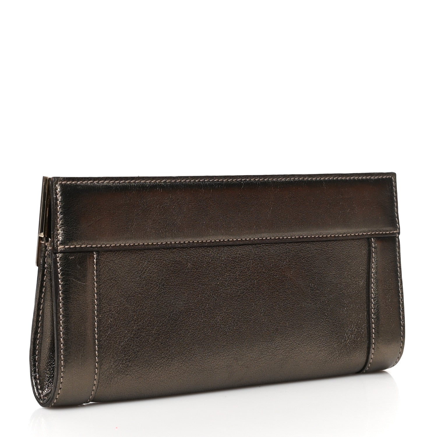 Gucci Metallic Calfskin Britt Clutch Pewter 3 of 9