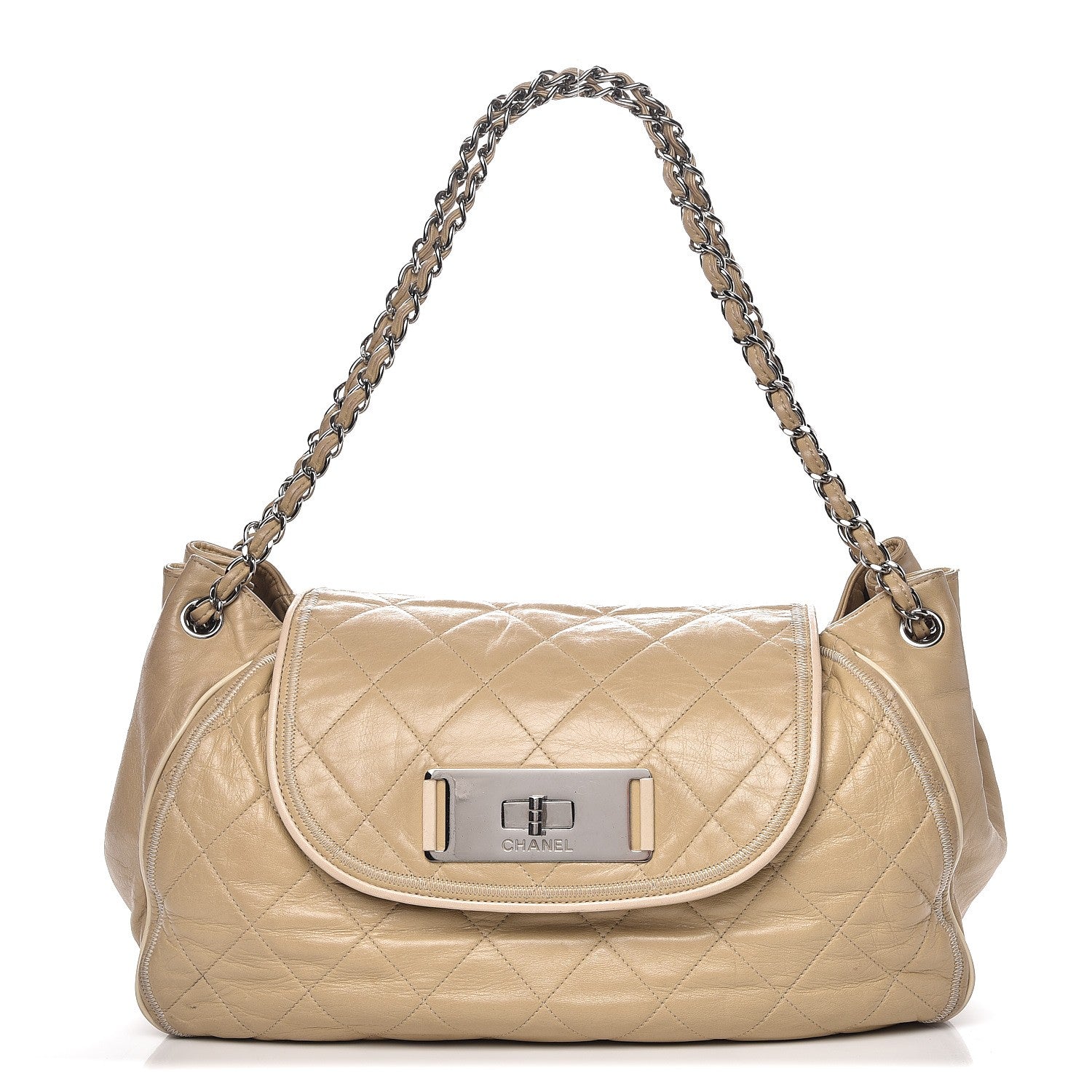 Chanel Lambskin Quilted Large East West Accordion Flap Beige 1 of 14