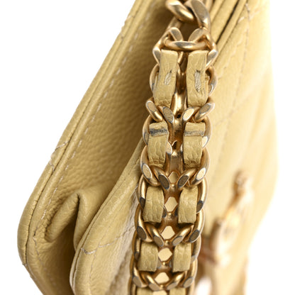 Chanel Shiny Caviar Quilted Chain Melody Card Holder On Chain Yellow 13 of 16
