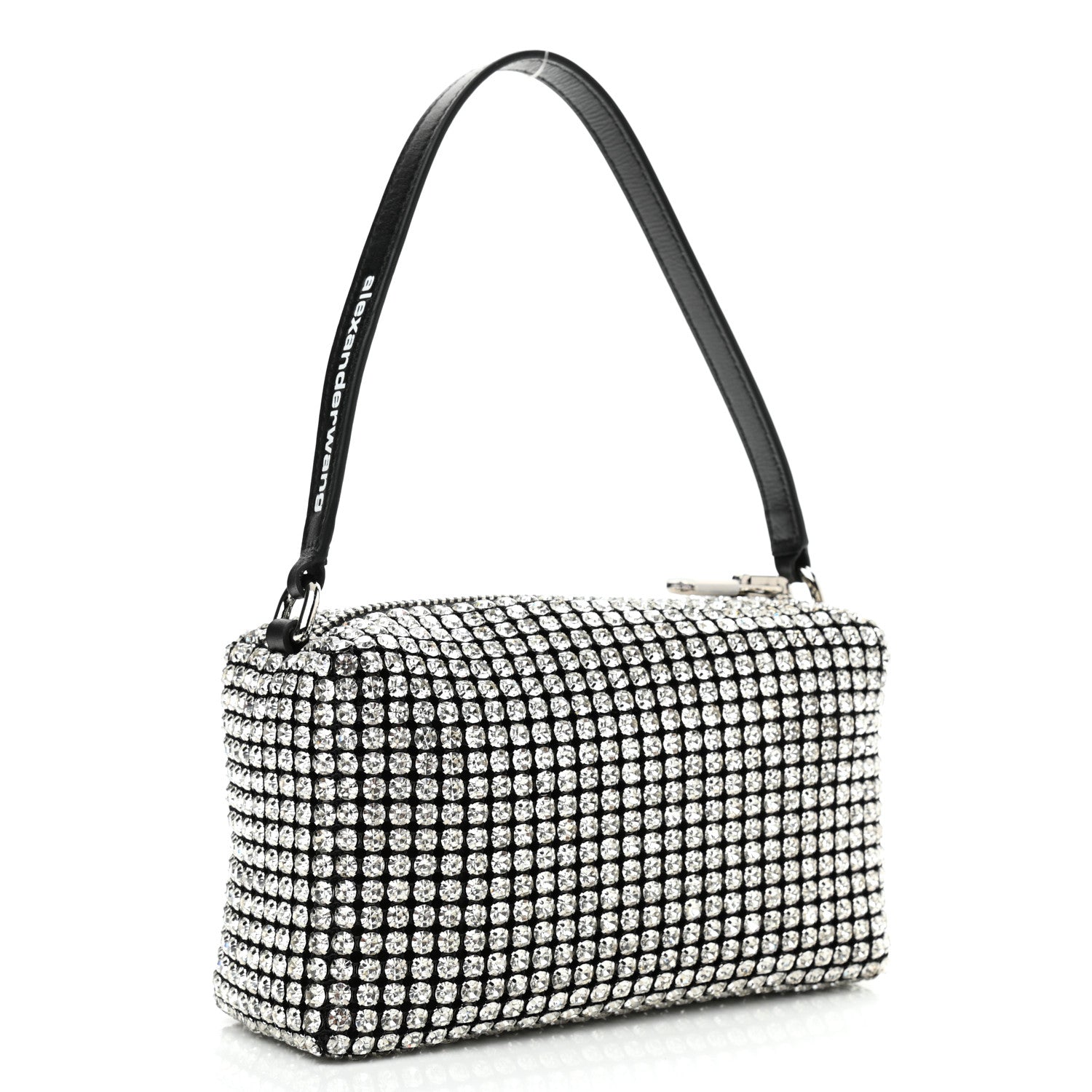 Alexander Wang Mesh Crystal Rhinestone Mini Heiress Pouch Black Silver 3 of 10