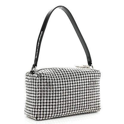 Alexander Wang Mesh Crystal Rhinestone Mini Heiress Pouch Black Silver 3 of 10
