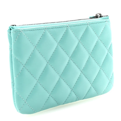 Chanel Lambskin Quilted Small Cosmetic Case Turquoise 3 of 8
