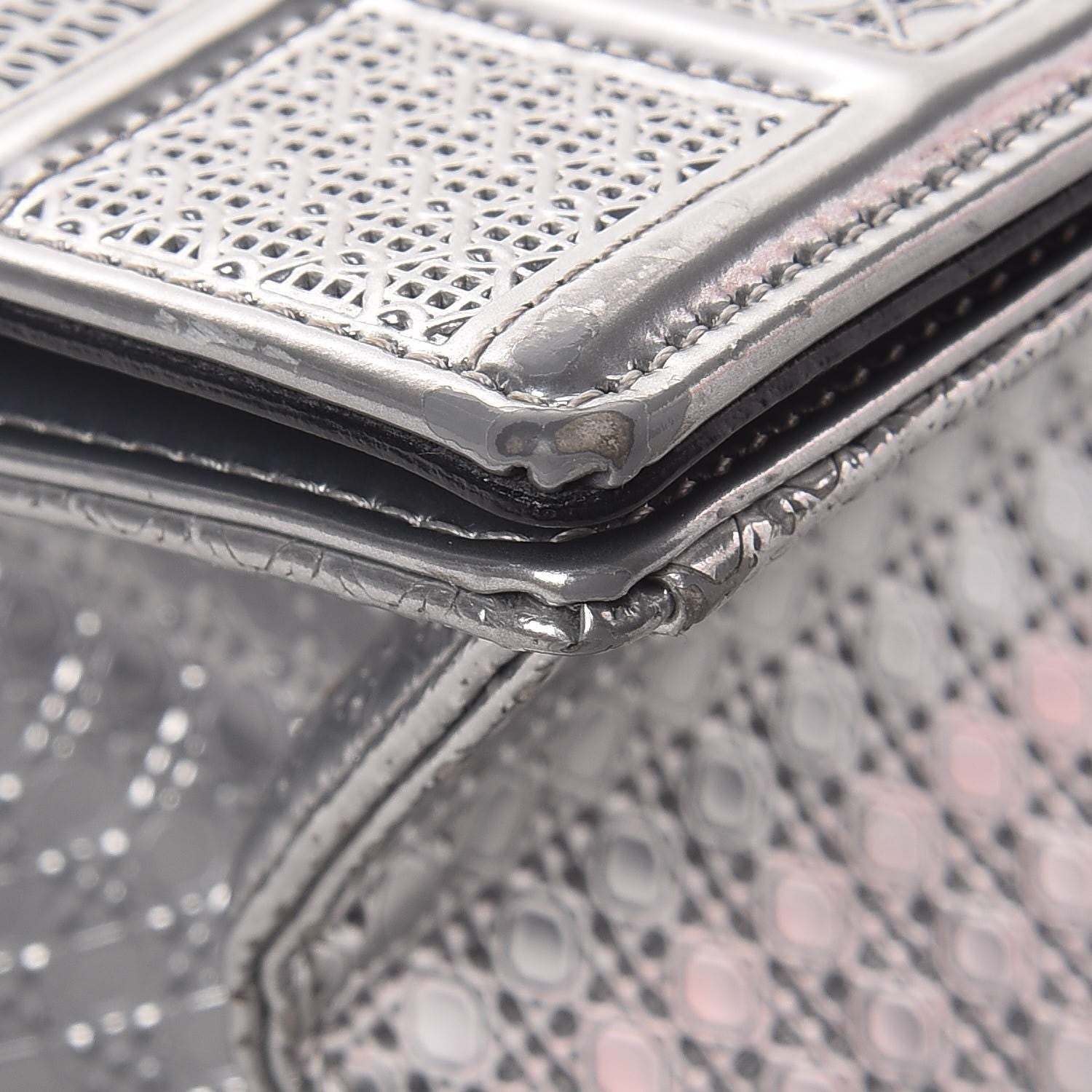 Christian Dior Metallic Patent Micro-Cannage Medium Diorama Flap Bag Silver 11 of 15