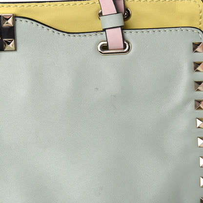 Valentino Garavani Vitello Watercolor Medium Rockstud Tote Rose Green Yellow Sky 11 of 14