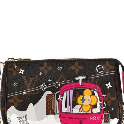 Louis Vuitton Monogram 2019 Christmas Animation Mini Courchevel Pochette Accessories Fuchsia 8 of 11