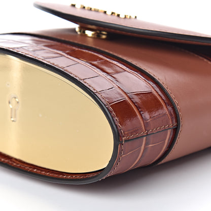 Chloe Calfskin Crocodile Embossed Small Aby Lock Chestnut Brown 10 of 10