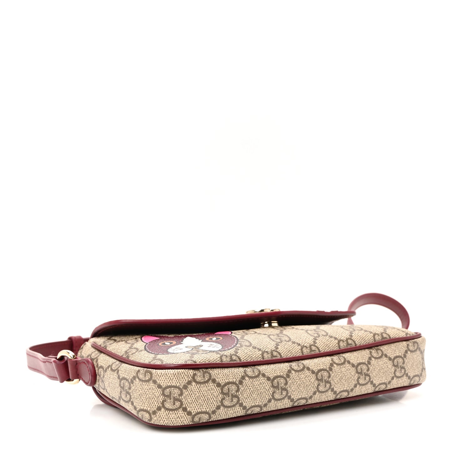 GG Supreme Monogram Cat Print Mini Shoulder Bag Beige Ebony Rosso Ancora
