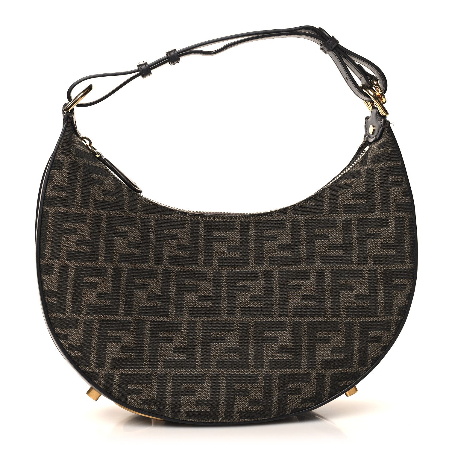 Fendi Fabric Jacquard Vitello Grace FF 1974 Small Fendigraphy Hobo Bag Tobacco Moro Ebano 1 of 12
