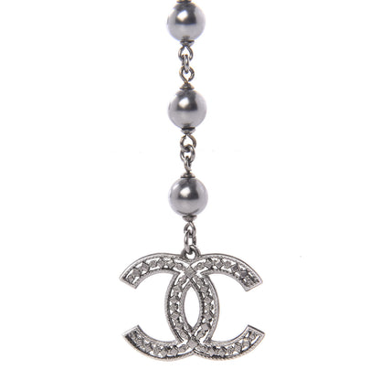 Chanel Pearl Resin Bead CC Long Necklace Ruthenium 3 of 5