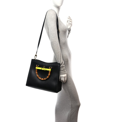 Gucci Calfskin Medium Diana Tote Bag Black Yellow Fluo 2 of 11