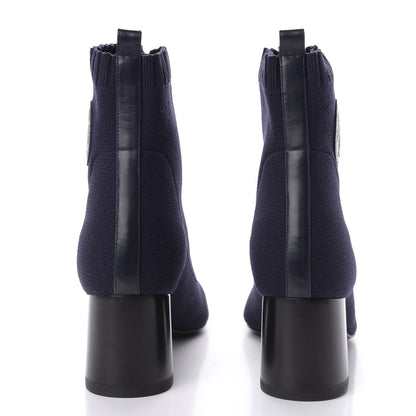 Hermes Knit Calfskin Volver 60 Ankle Boots 38 Bleu Diplomatique 6 of 9