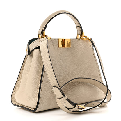 Fendi Cuoio Romano Selleria Medium Peekaboo Iconic Essentially Satchel Latte Laguna Tortora 3 of 9