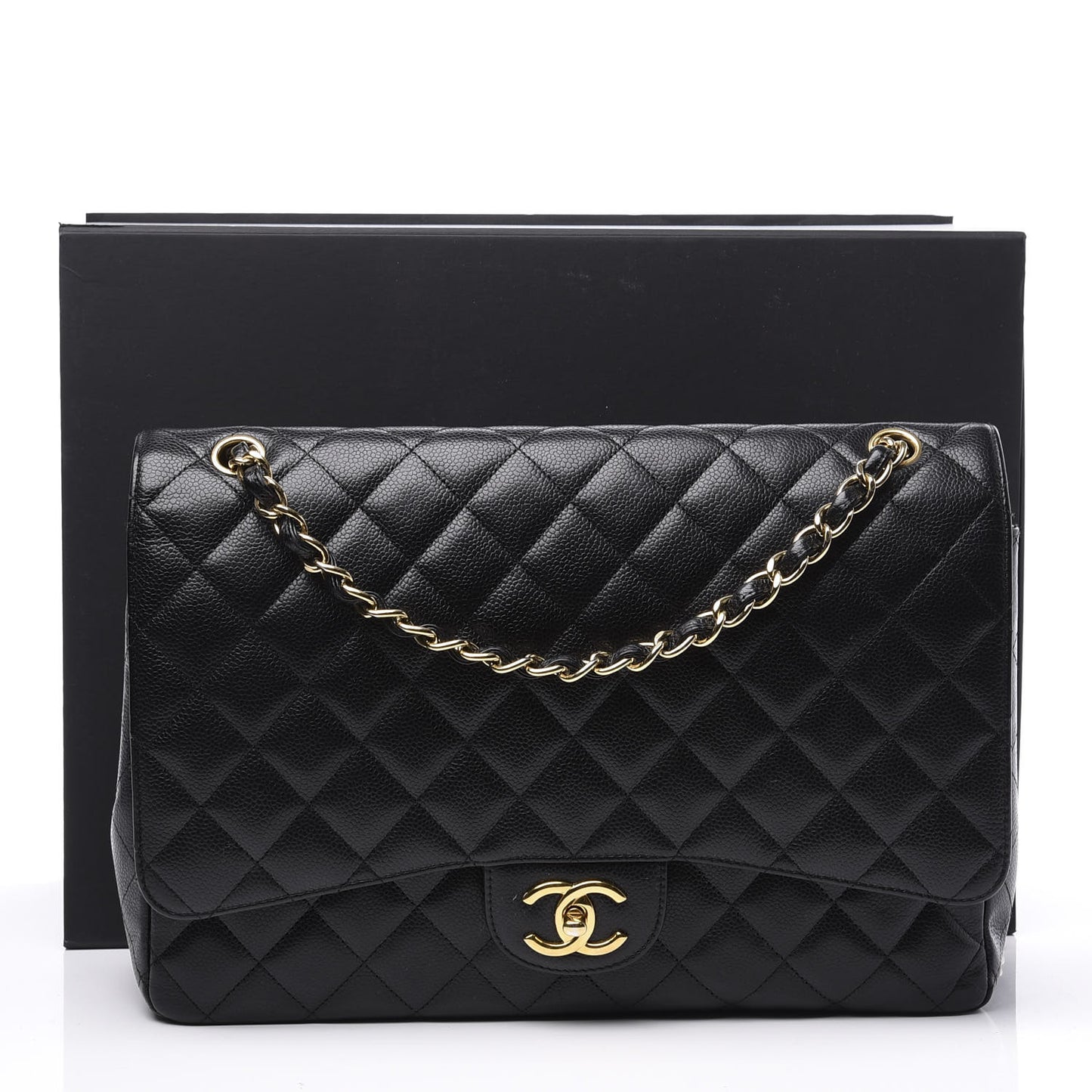 Caviar Quilted Maxi Double Flap Black