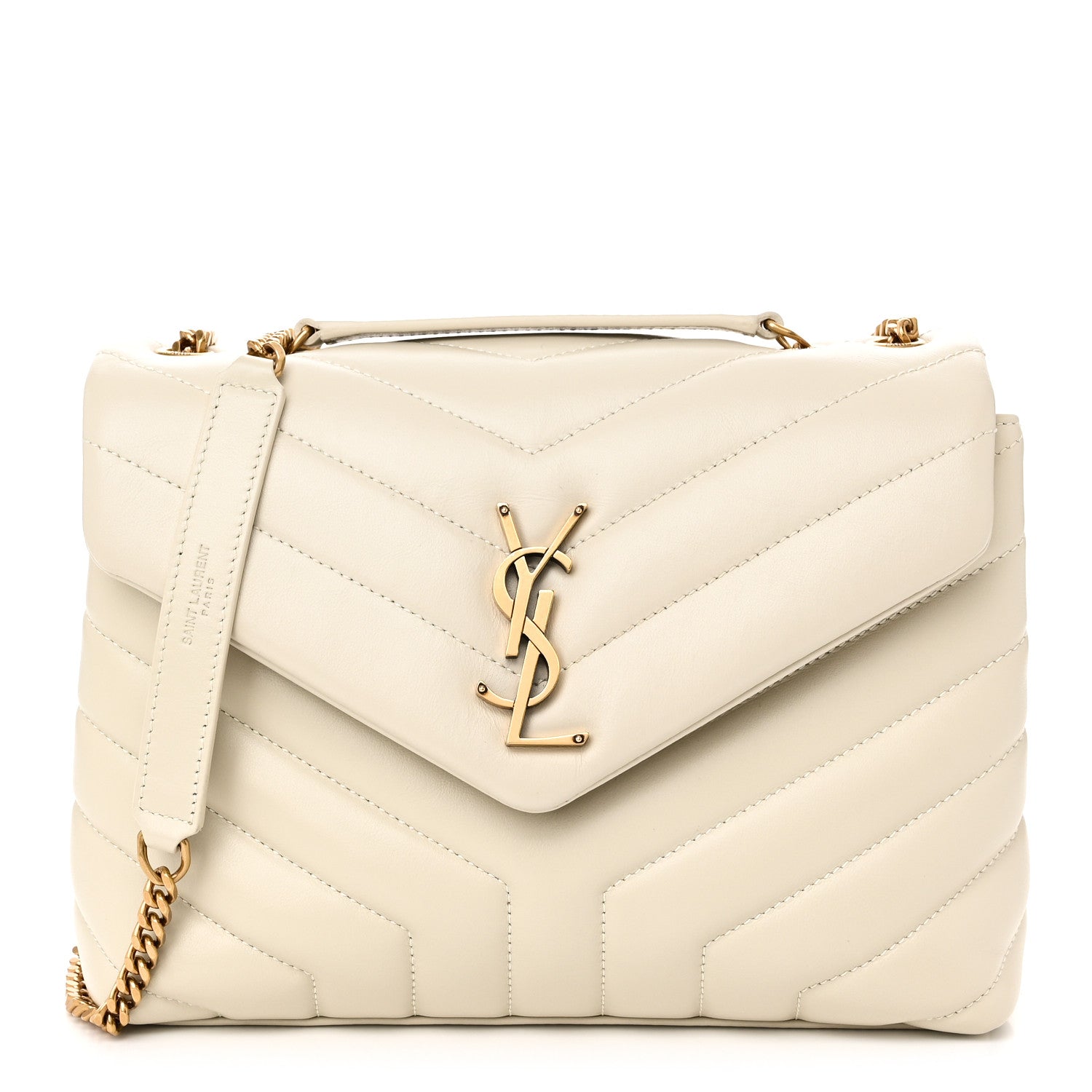 Saint Laurent Calfskin Y Quilted Monogram Small Loulou Chain Satchel Crema Soft 1 of 9