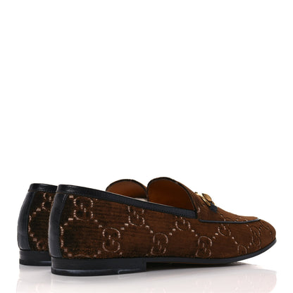 Gucci Velvet GG Monogram Horsebit Mens Jordaan Loafers 10.5 Brown Beige 4 of 10