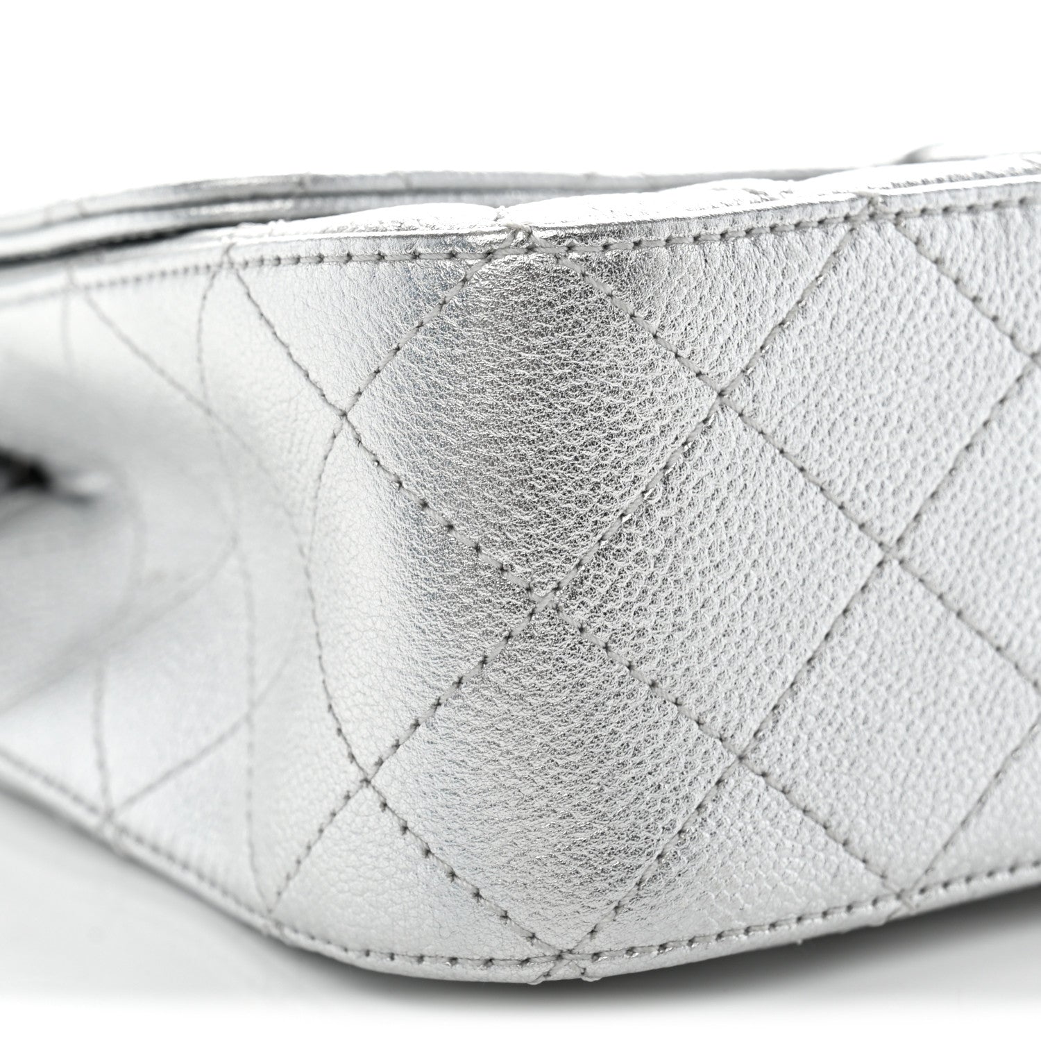 Chanel Metallic Caviar Quilted Medium CC Slide Flap Silver 9 of 11