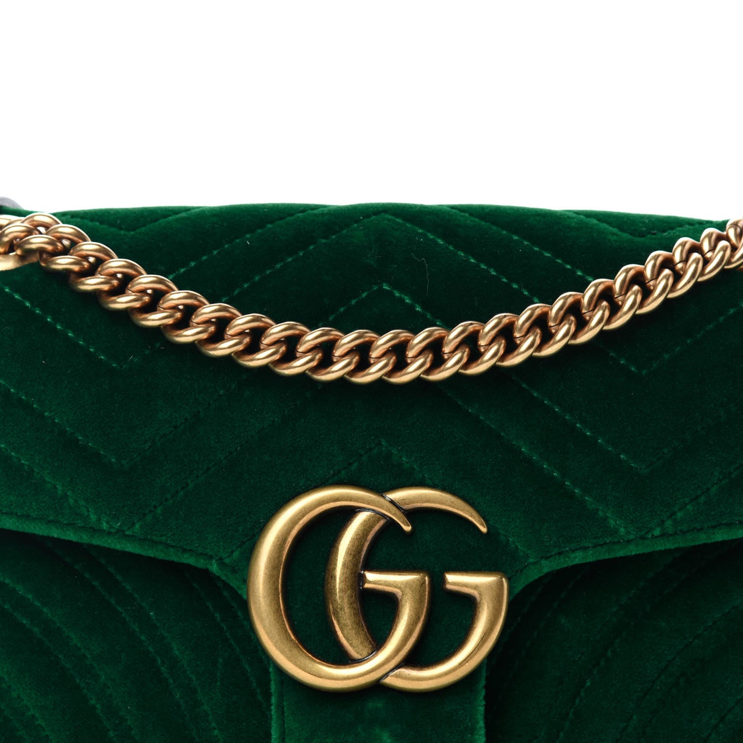 Gucci Velvet Matelasse Small GG Marmont Shoulder Bag Emerald 8 of 10