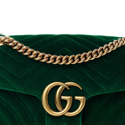 Gucci Velvet Matelasse Small GG Marmont Shoulder Bag Emerald 8 of 10