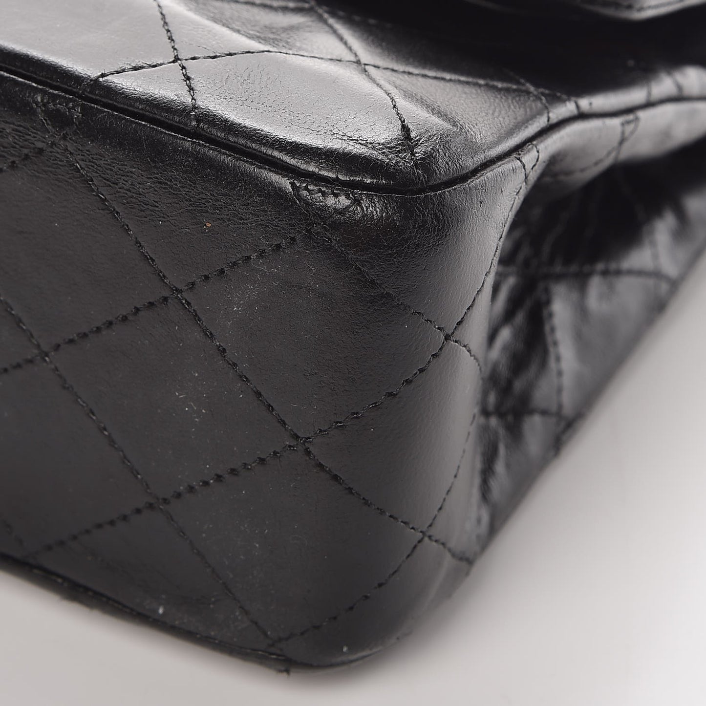 Lambskin Quilted Medium Double Flap Black