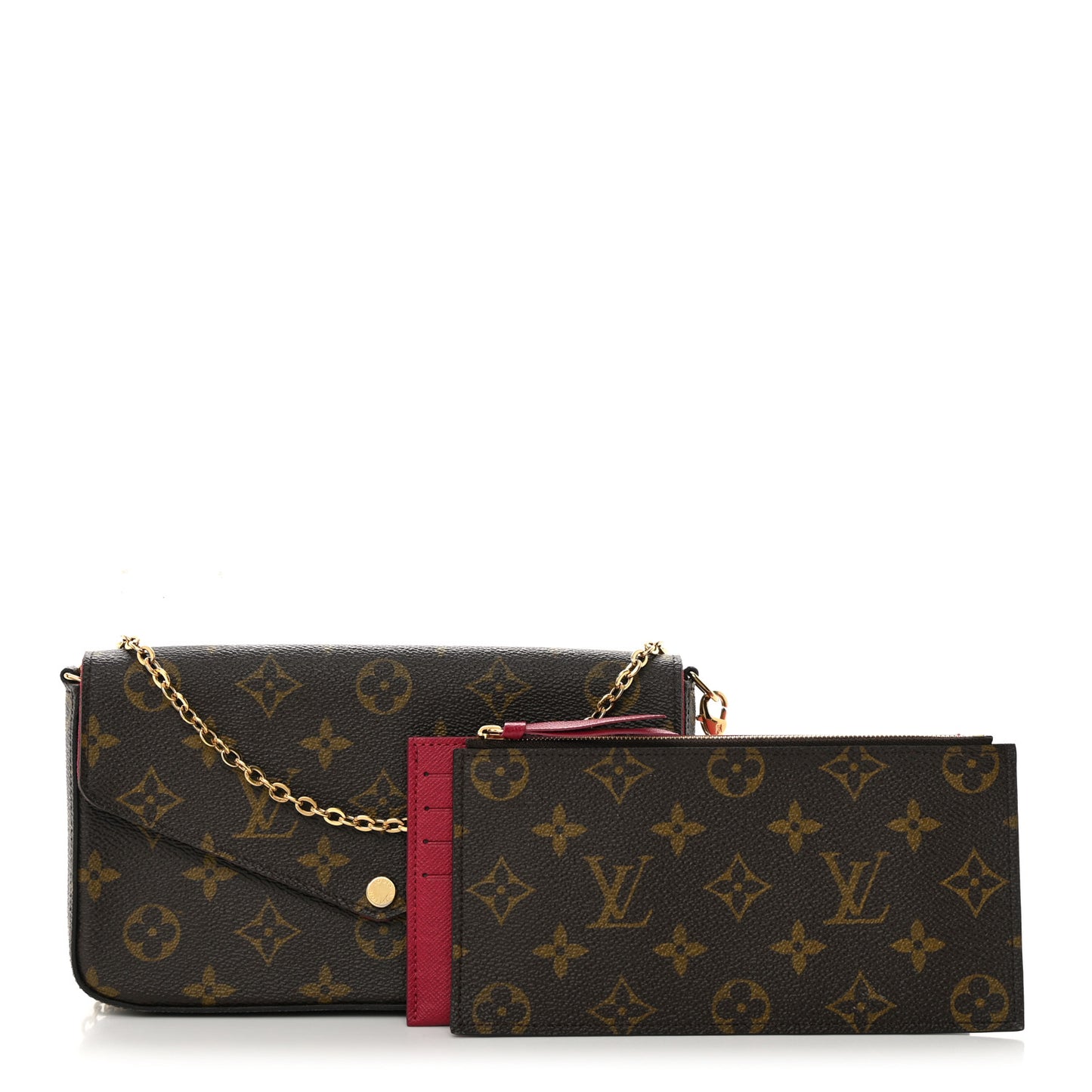 Monogram Pochette Felicie Chain Wallet Fuchsia