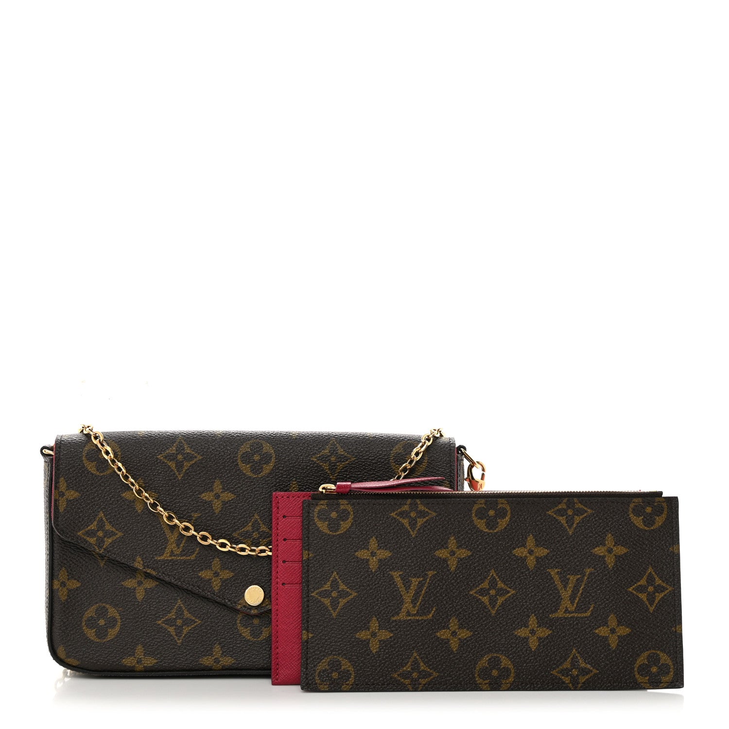 Louis Vuitton Monogram Pochette Felicie Chain Wallet Fuchsia 1 of 18