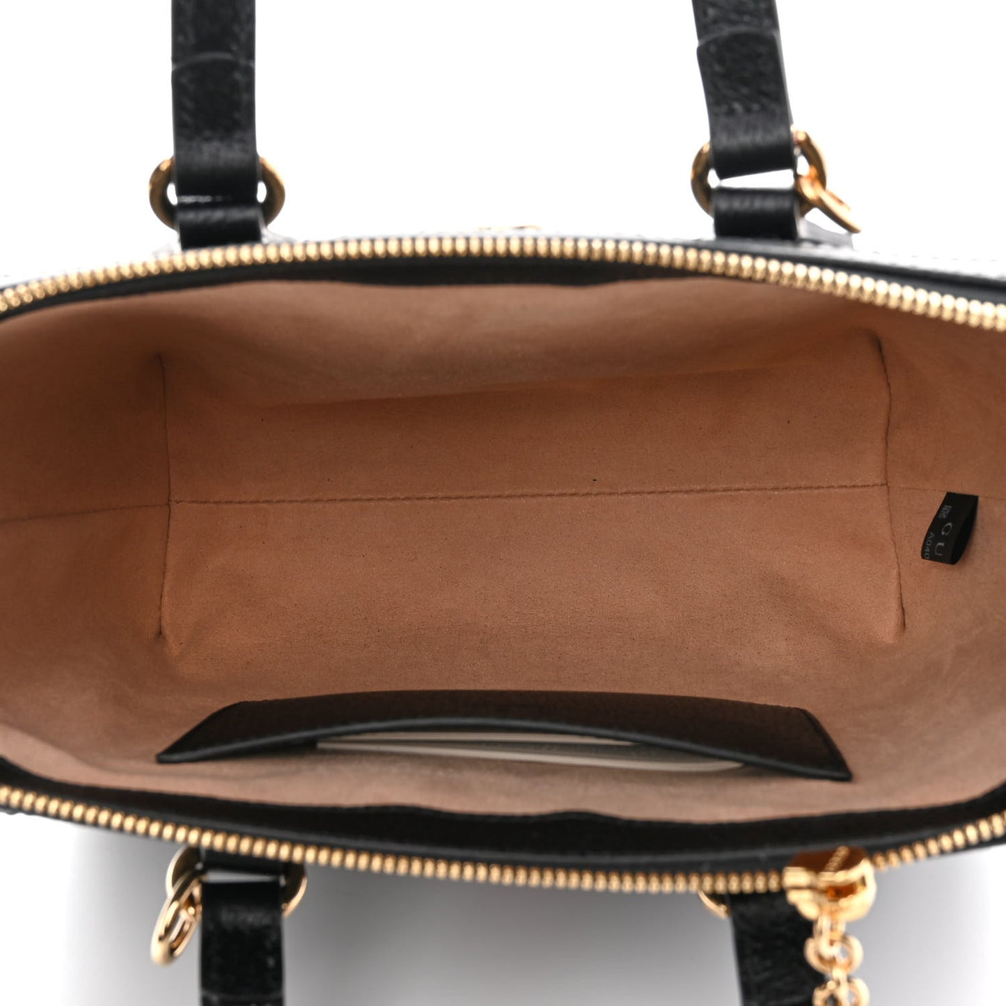 Textured Calfskin Web Small Ophidia Tote Bag Black