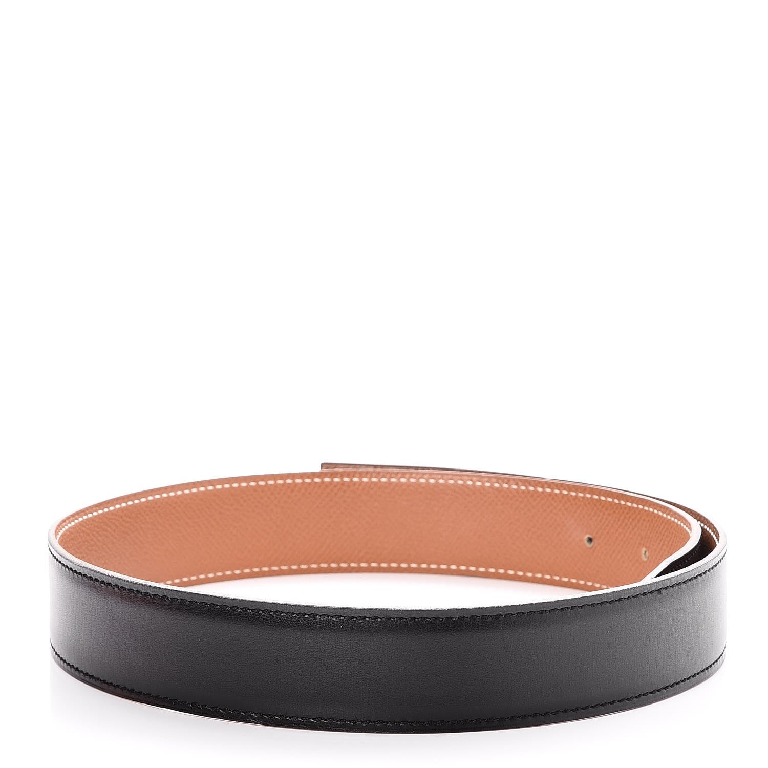 Hermes Courchevel Box 32mm Belt Strap 80 Gold Black 2 of 6