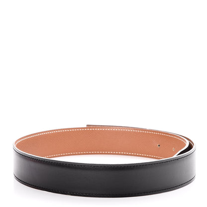 Hermes Courchevel Box 32mm Belt Strap 80 Gold Black 2 of 6