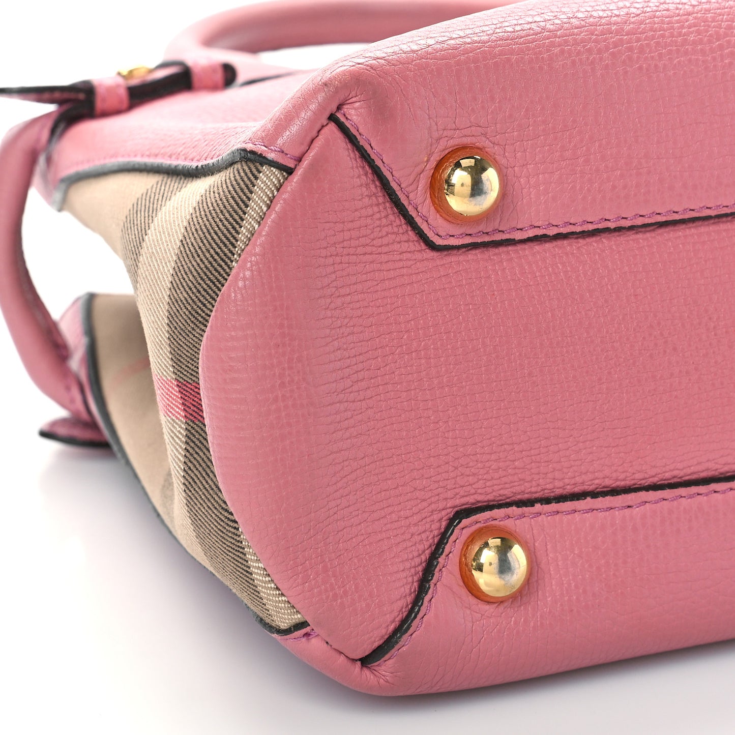 Derby Calfskin House Check Small Banner Tote Pink