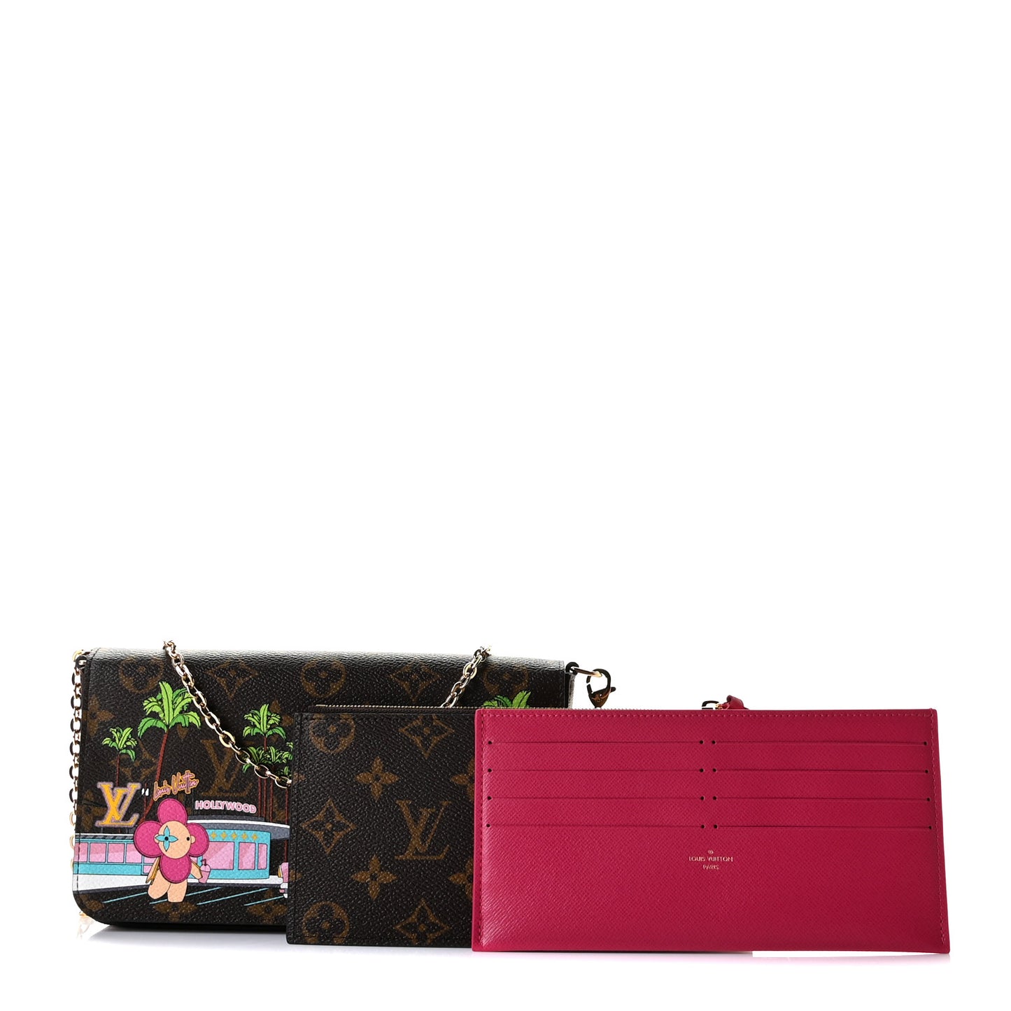 Monogram 2021 Christmas Animation Hollywood Pochette Felicie Chain Wallet Fuchsia