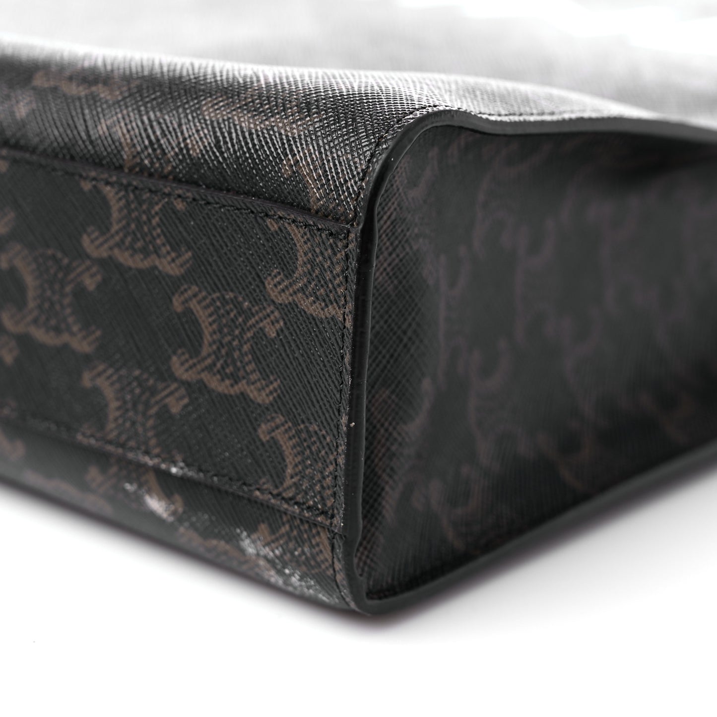 Triomphe Canvas Calfskin Small Vertical Cabas Tan