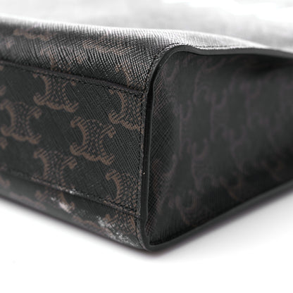 Celine Triomphe Canvas Calfskin Small Vertical Cabas Tan 7 of 9