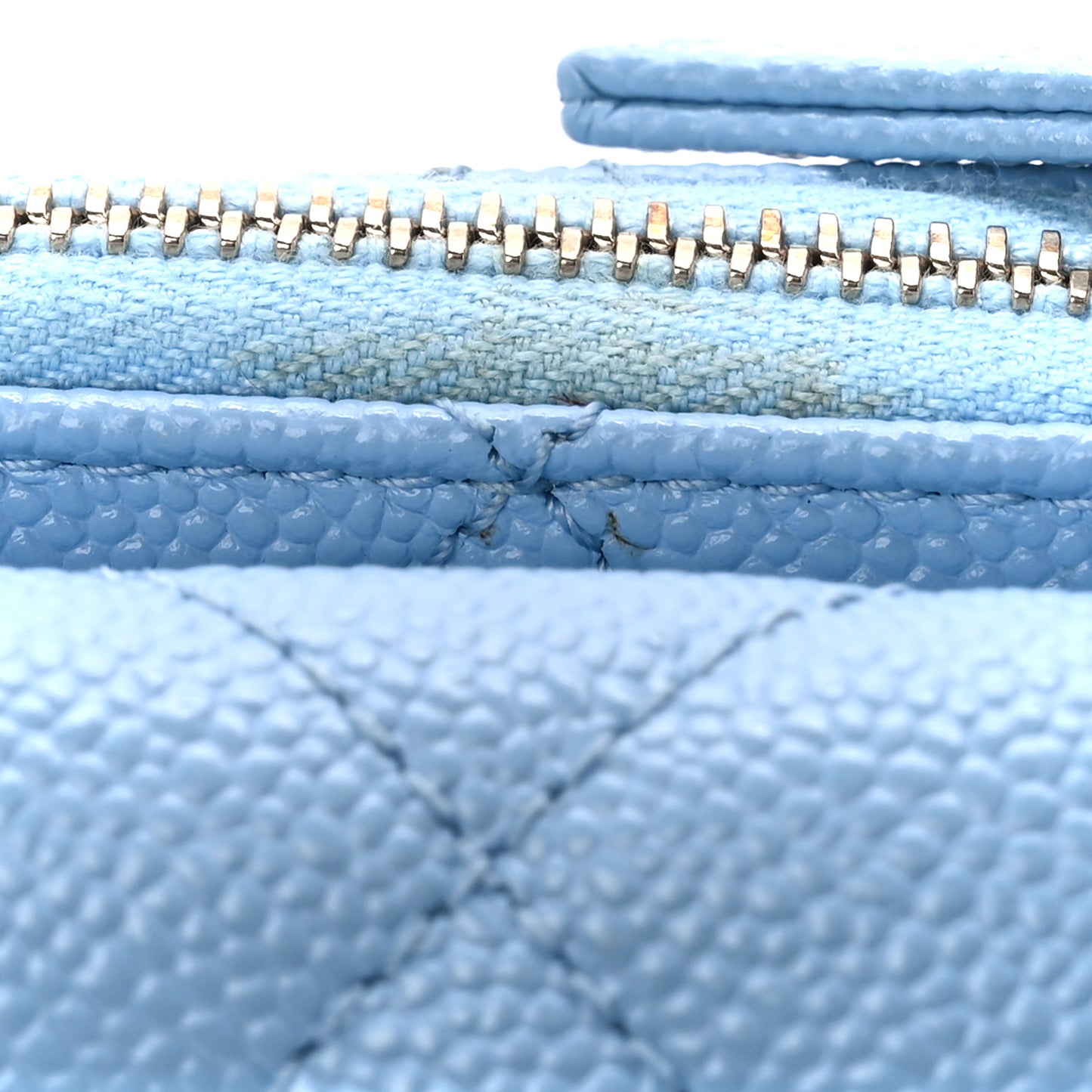 Shiny Caviar Pick Me Up Flap Belt Bag Light Blue
