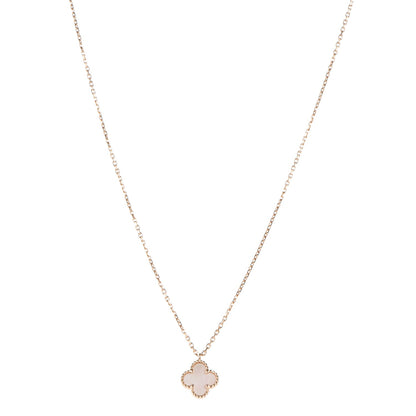 Van Cleef & Arpels 18K Yellow Gold Mother of Pearl Sweet Alhambra Pendant Necklace 1 of 6