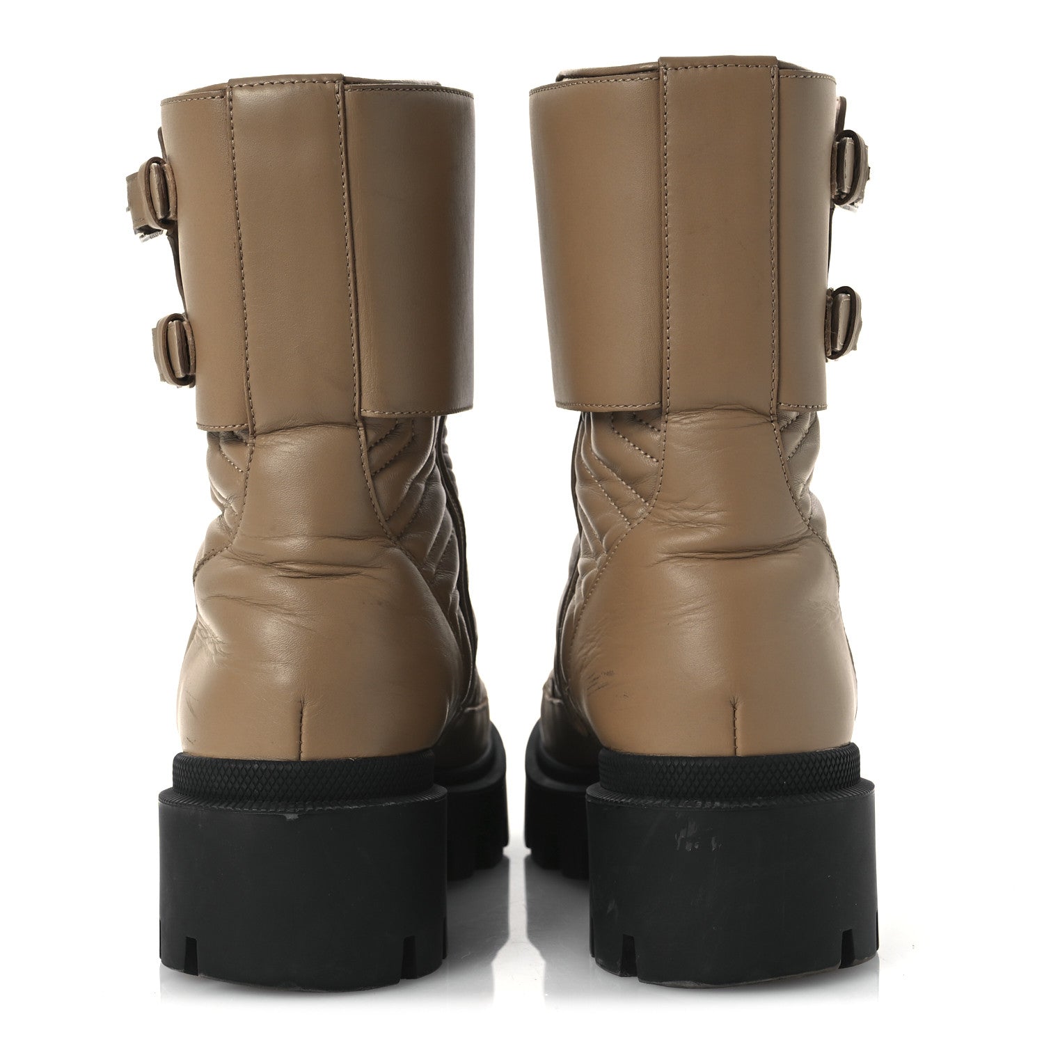 Gucci Nappa Frances GG Matelasse Platform Combat Boots 38.5 Natural Tan 6 of 14