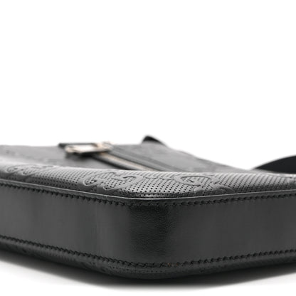 Gucci Calfskin GG Tennis Embossed Small Flat Messenger Bag Black 11 of 11