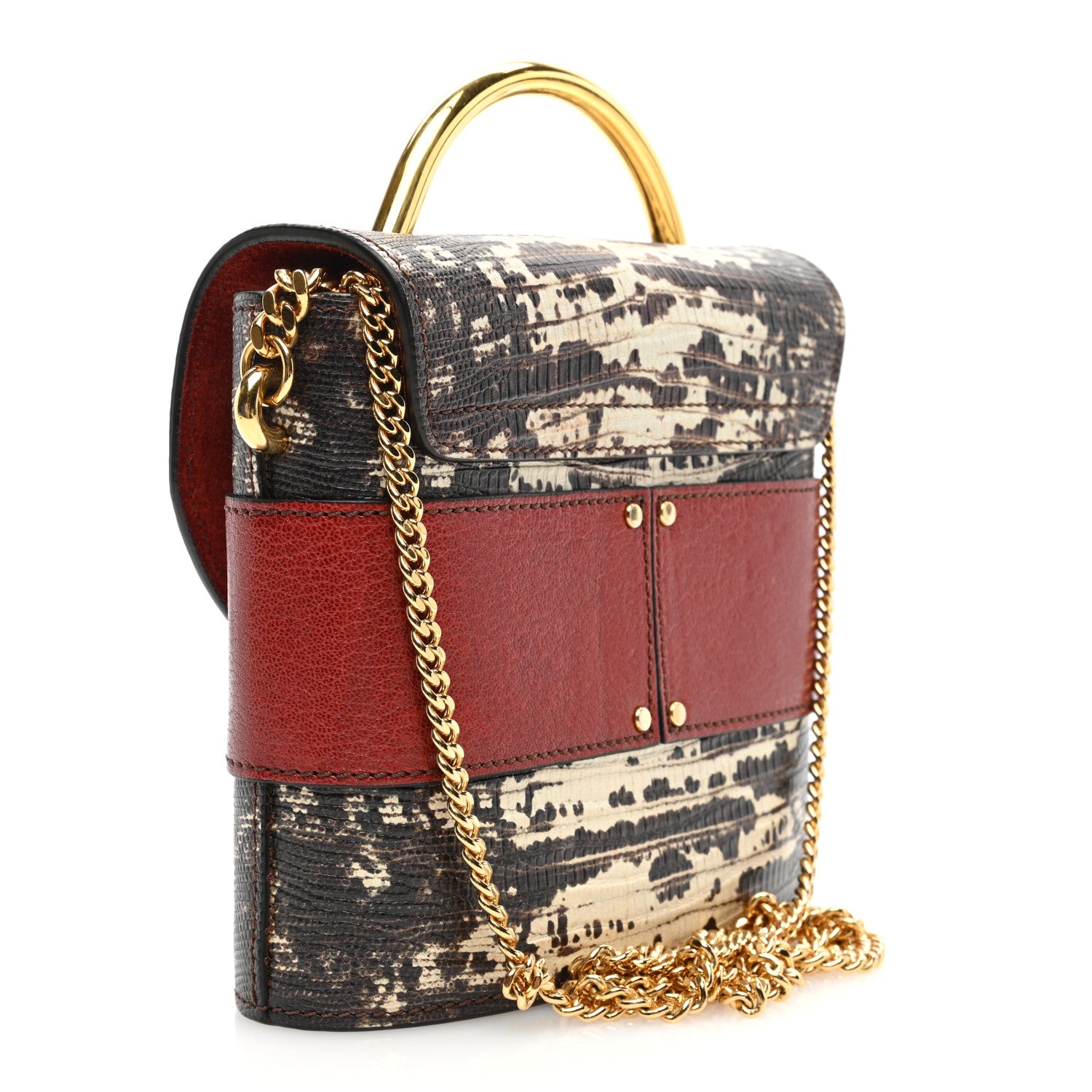 Chloe Calfskin Lizard Embossed Small Aby Lock Sepia Brown 3 of 9