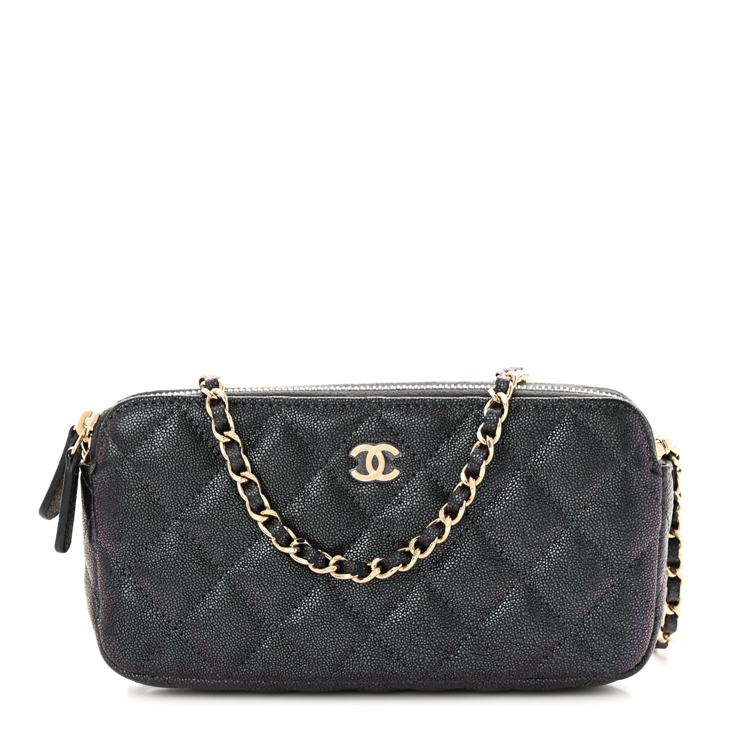 Chanel Iridescent Caviar Quilted Small Clutch With Chain Black 1 of 13