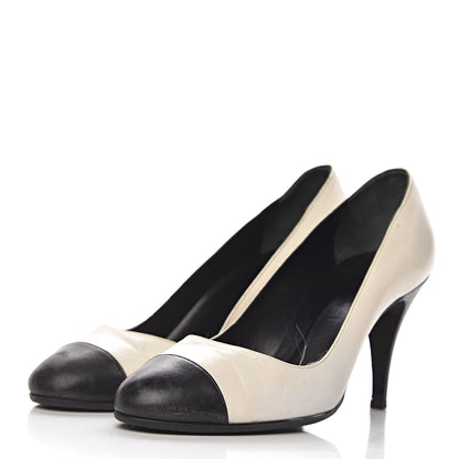 Chanel Lambskin Cap Toe Pumps 38 White Black 2 of 20