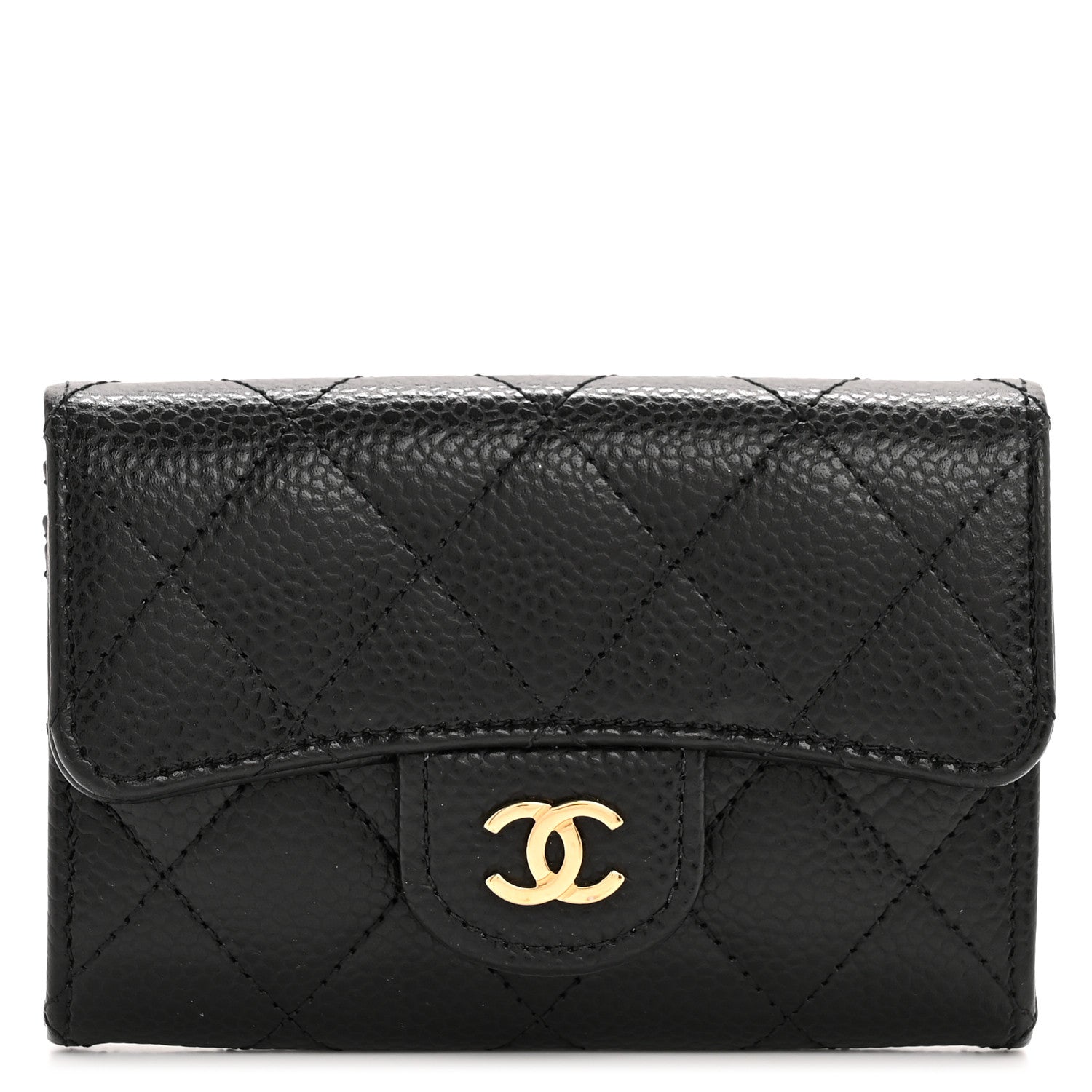 Chanel Caviar Quilted Flap Card Holder Wallet Black 1 of 9