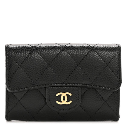 Chanel Caviar Quilted Flap Card Holder Wallet Black 1 of 9