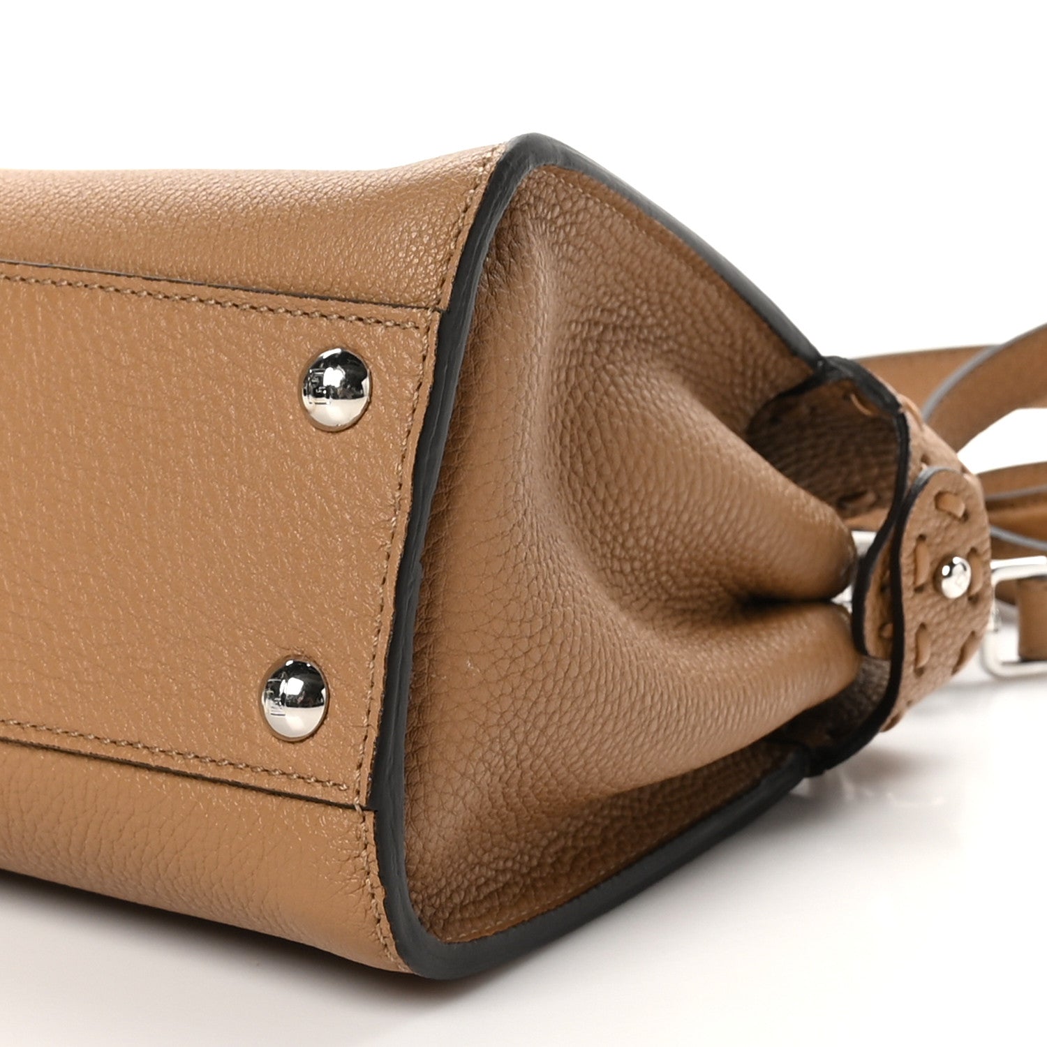 Fendi Cuoio Romano Snakeskin Selleria Mini Peekaboo Iconic Satchel Cappuccino 10 of 10