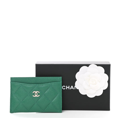 Chanel Caviar Quilted Card Holder Green 9 of 9