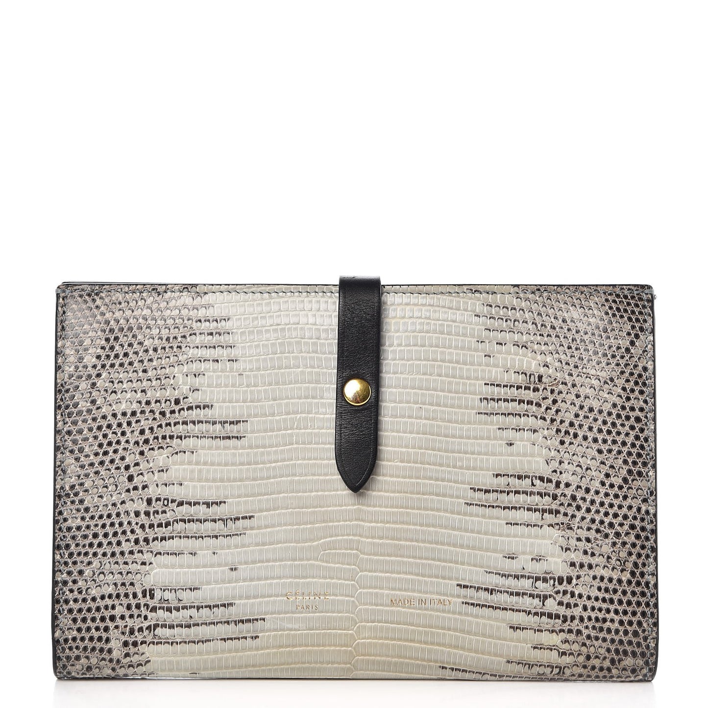 Lizard Calfskin Large Multifunction Strap Wallet Natural