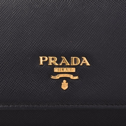 Prada Saffiano Metal Oro Chain Wallet Black 8 of 14