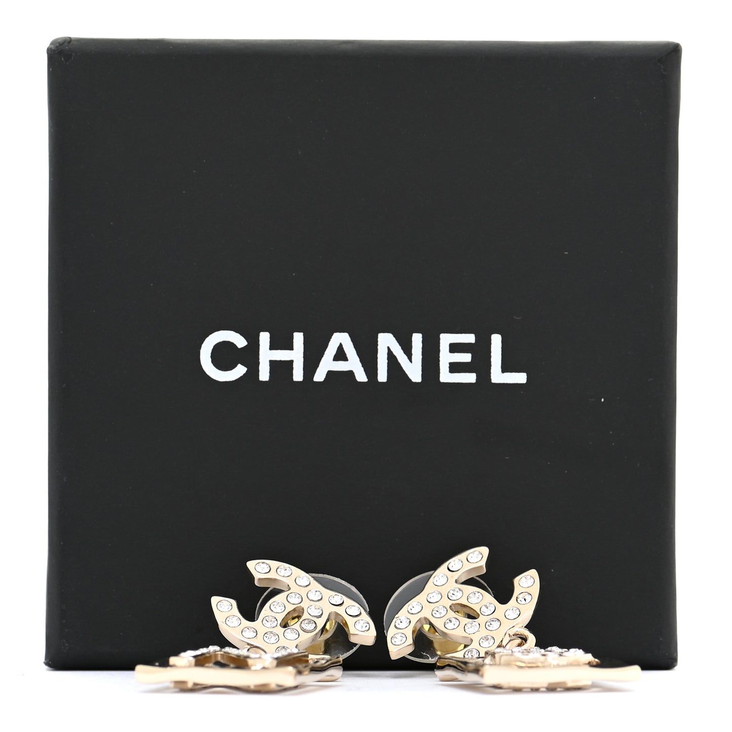 Crystal CC No 5 Drop Earrings Gold