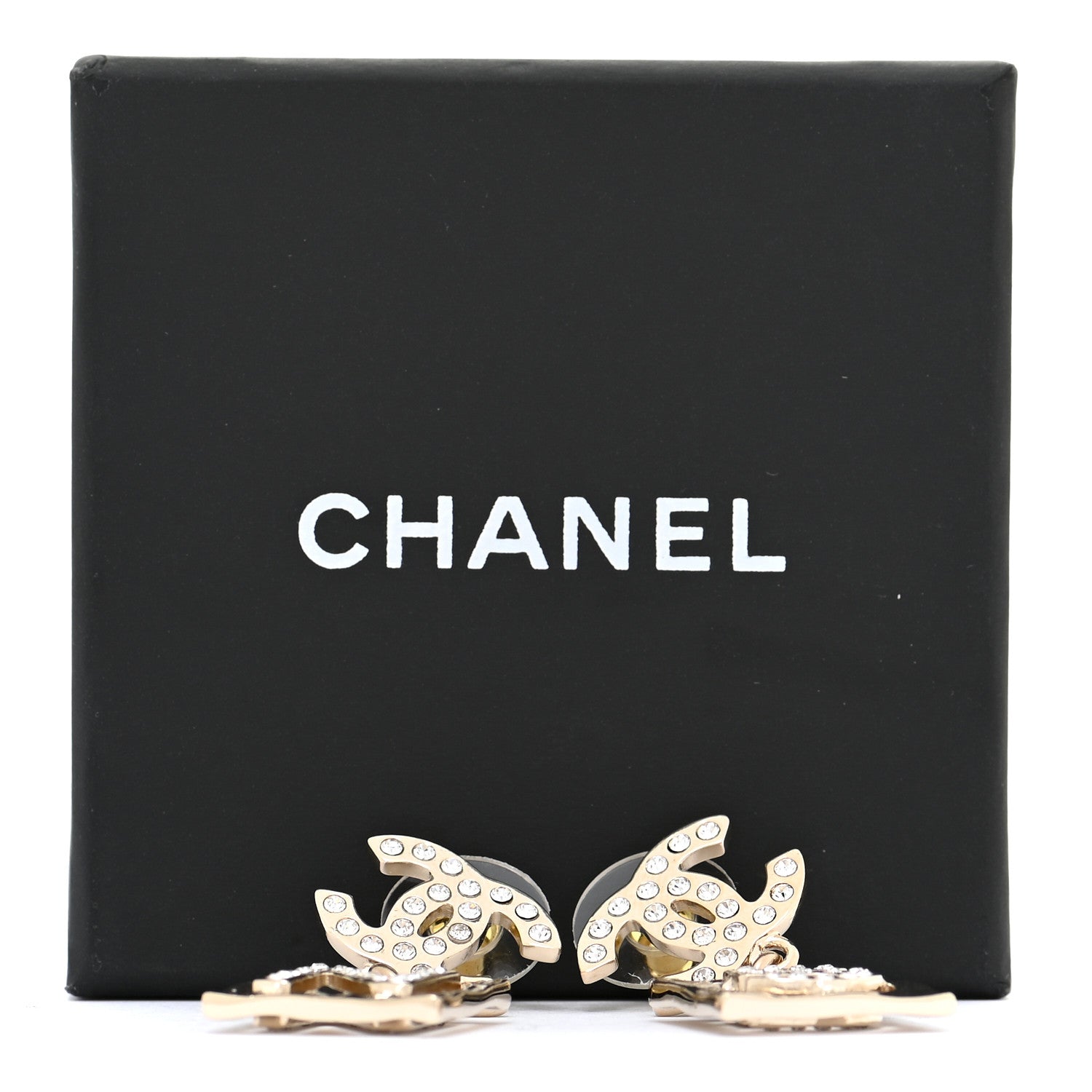 Chanel Crystal CC No 5 Drop Earrings Gold 6 of 6