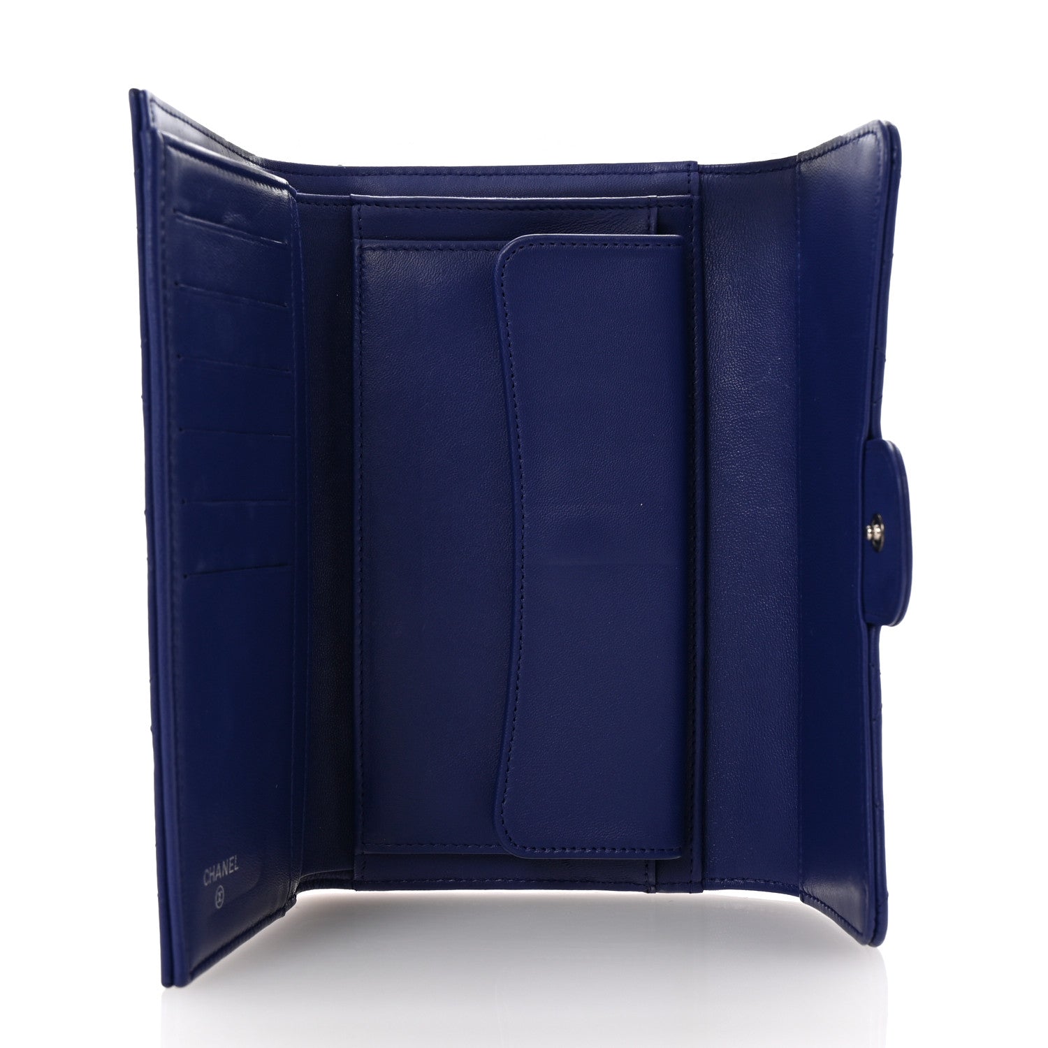 Chanel Lambskin Quilted Large Flap Wallet Blue 5 of 8