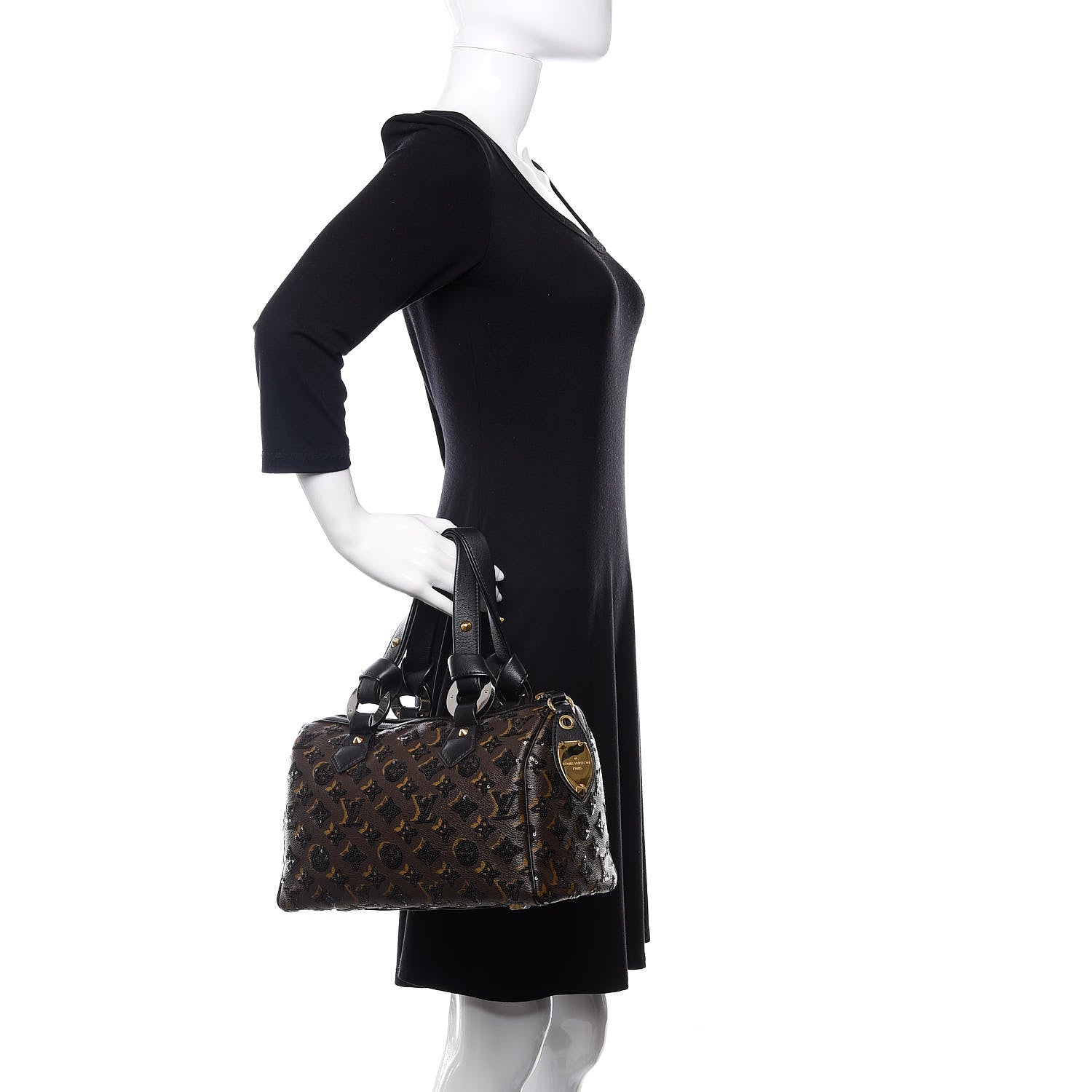 Louis Vuitton Monogram Sequins Eclipse Speedy 28 Black 2 of 10